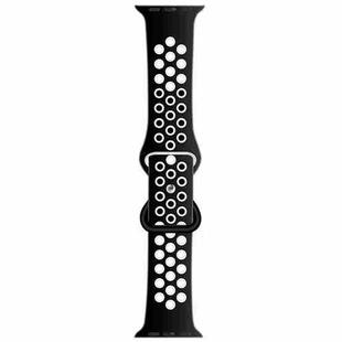 Butterfly Buckle Dual-tone Liquid Silicone Watch Band For Apple Watch Series 8&7 41mm / SE 2&6&SE&5&4 40mm / 3&2&1 38mm(Black+White)