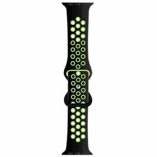 Butterfly Buckle Dual-tone Liquid Silicone Watch Band For Apple Watch Series 8&7 41mm / SE 2&6&SE&5&4 40mm / 3&2&1 38mm(Black+Yellow)