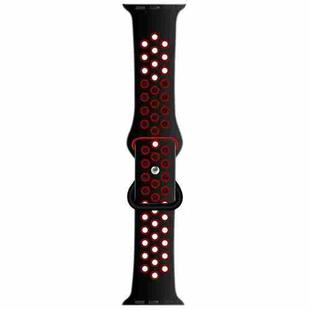 Butterfly Buckle Dual-tone Liquid Silicone Watch Band For Apple Watch Series 8&7 41mm / SE 2&6&SE&5&4 40mm / 3&2&1 38mm(Black+Crimson)