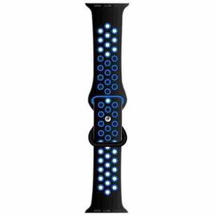 Butterfly Buckle Dual-tone Liquid Silicone Watch Band For Apple Watch Series 8&7 41mm / SE 2&6&SE&5&4 40mm / 3&2&1 38mm(Black+Sky Blue)