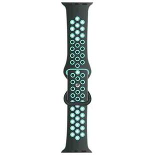 Butterfly Buckle Dual-tone Liquid Silicone Watch Band For Apple Watch Series 8&7 41mm / SE 2&6&SE&5&4 40mm / 3&2&1 38mm(Grey+Teal)