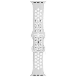 Butterfly Buckle Dual-tone Liquid Silicone Watch Band For Apple Watch Series 8&7 41mm / SE 2&6&SE&5&4 40mm / 3&2&1 38mm(Gray+Silver White)