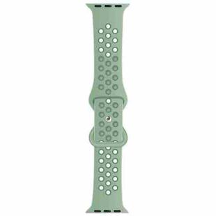 Butterfly Buckle Dual-tone Liquid Silicone Watch Band For Apple Watch Series 8&7 41mm / SE 2&6&SE&5&4 40mm / 3&2&1 38mm(Cloudy Gray+Gray Green)