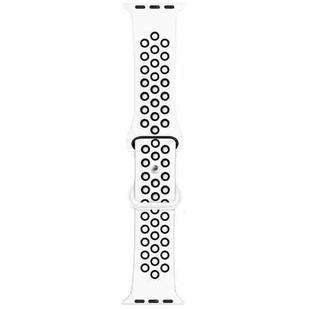 Butterfly Buckle Dual-tone Liquid Silicone Watch Band For Apple Watch Ultra 49mm / Series 8&7 45mm / SE 2&6&SE&5&4 44mm / 3&2&1 42mm(White+Black)