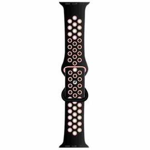 Butterfly Buckle Dual-tone Liquid Silicone Watch Band For Apple Watch Ultra 49mm / Series 8&7 45mm / SE 2&6&SE&5&4 44mm / 3&2&1 42mm(Black+Light Pink)