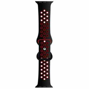 Butterfly Buckle Dual-tone Liquid Silicone Watch Band For Apple Watch Ultra 49mm / Series 8&7 45mm / SE 2&6&SE&5&4 44mm / 3&2&1 42mm(Black+Crimson)