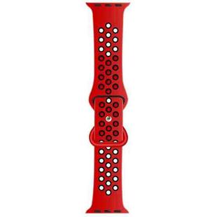 Butterfly Buckle Dual-tone Liquid Silicone Watch Band For Apple Watch Ultra 49mm / Series 8&7 45mm / SE 2&6&SE&5&4 44mm / 3&2&1 42mm(Red+Black)