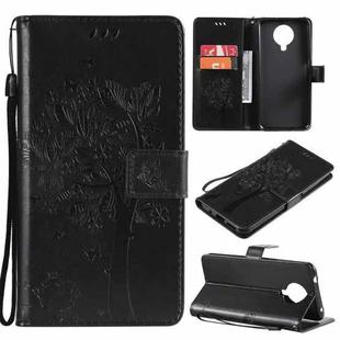 For Nokia G10 Tree & Cat Pattern Pressed Printing Horizontal Flip PU Leather Case with Holder & Card Slots & Wallet & Lanyard(Black)