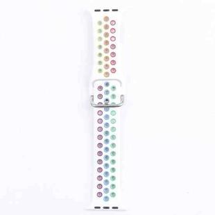 Metal Buckle Silicone Watch Band For Apple Watch Series 8&7 41mm / SE 2&6&SE&5&4 40mm / 3&2&1 38mm(White+Colorful)