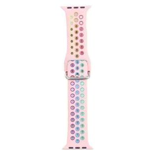 Metal Buckle Silicone Watch Band For Apple Watch Series 8&7 41mm / SE 2&6&SE&5&4 40mm / 3&2&1 38mm(Pink+Colorful)