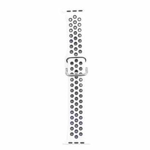 Metal Buckle Silicone Watch Band For Apple Watch Series 8&7 41mm / SE 2&6&SE&5&4 40mm / 3&2&1 38mm(White+Black)