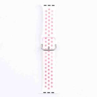 Metal Buckle Silicone Watch Band For Apple Watch Series 8&7 41mm / SE 2&6&SE&5&4 40mm / 3&2&1 38mm(White+Pink)