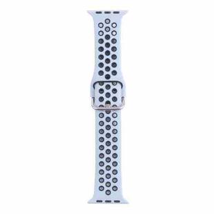 Metal Buckle Silicone Watch Band For Apple Watch Series 8&7 41mm / SE 2&6&SE&5&4 40mm / 3&2&1 38mm(Sky Blue+Black)