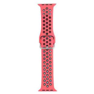 Metal Buckle Silicone Watch Band For Apple Watch Series 8&7 41mm / SE 2&6&SE&5&4 40mm / 3&2&1 38mm(Red+Black)