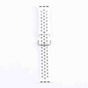 Metal Buckle Silicone Watch Band For Apple Watch Series 8&7 41mm / SE 2&6&SE&5&4 40mm / 3&2&1 38mm(White+Gray)