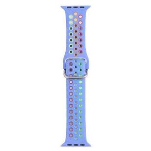 Metal Buckle Silicone Watch Band For Apple Watch Ultra 49mm / Series 8&7 45mm / SE 2&6&SE&5&4 44mm / 3&2&1 42mm(Light Blue+Colorful)