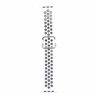 Metal Buckle Silicone Watch Band For Apple Watch Ultra 49mm / Series 8&7 45mm / SE 2&6&SE&5&4 44mm / 3&2&1 42mm(White+Black)