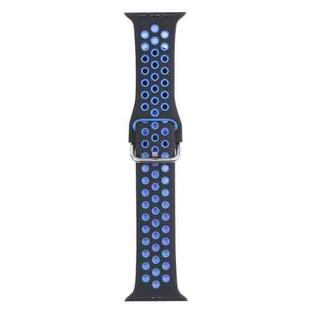 Metal Buckle Silicone Watch Band For Apple Watch Ultra 49mm / Series 8&7 45mm / SE 2&6&SE&5&4 44mm / 3&2&1 42mm(Black+Blue)