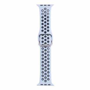 Metal Buckle Silicone Watch Band For Apple Watch Ultra 49mm / Series 8&7 45mm / SE 2&6&SE&5&4 44mm / 3&2&1 42mm(Sky Blue+Black)