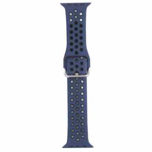 Metal Buckle Silicone Watch Band For Apple Watch Ultra 49mm / Series 8&7 45mm / SE 2&6&SE&5&4 44mm / 3&2&1 42mm(Blue+Black)