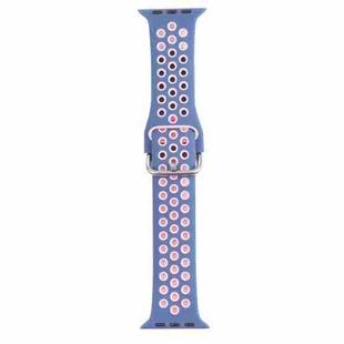 Metal Buckle Silicone Watch Band For Apple Watch Ultra 49mm / Series 8&7 45mm / SE 2&6&SE&5&4 44mm / 3&2&1 42mm(Light Blue+Pink)