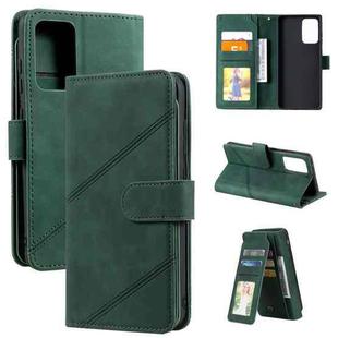 For Samsung Galaxy A72 5G / 4G Skin Feel Business Horizontal Flip PU Leather Case with Holder & Multi-Card Slots & Wallet & Lanyard & Photo Frame(Green)