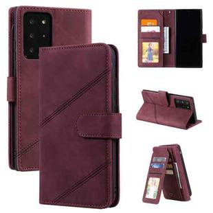 For Samsung Galaxy Note20 Ultra Skin Feel Business Horizontal Flip PU Leather Case with Holder & Multi-Card Slots & Wallet & Lanyard & Photo Frame(Wine Red)