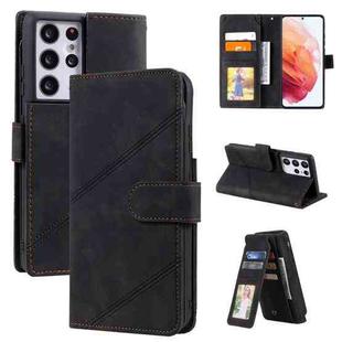 For Samsung Galaxy S21 Ultra 5G Skin Feel Business Horizontal Flip PU Leather Case with Holder & Multi-Card Slots & Wallet & Lanyard & Photo Frame(Black)