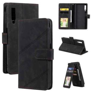 For Samsung Galaxy A7 2018 Skin Feel Business Horizontal Flip PU Leather Case with Holder & Multi-Card Slots & Wallet & Lanyard & Photo Frame(Black)