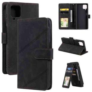 For Samsung Galaxy A12 Skin Feel Business Horizontal Flip PU Leather Case with Holder & Multi-Card Slots & Wallet & Lanyard & Photo Frame(Black)