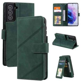 For Samsung Galaxy S21+ 5G Skin Feel Business Horizontal Flip PU Leather Case with Holder & Multi-Card Slots & Wallet & Lanyard & Photo Frame(Green)