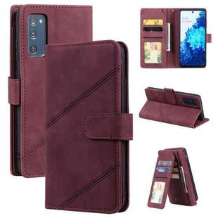 For Samsung Galaxy S20 FE Skin Feel Business Horizontal Flip PU Leather Case with Holder & Multi-Card Slots & Wallet & Lanyard & Photo Frame(Wine Red)