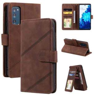 For Samsung Galaxy S20 FE Skin Feel Business Horizontal Flip PU Leather Case with Holder & Multi-Card Slots & Wallet & Lanyard & Photo Frame(Brown)