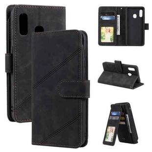 For Samsung Galaxy A20e Skin Feel Business Horizontal Flip PU Leather Case with Holder & Multi-Card Slots & Wallet & Lanyard & Photo Frame(Black)