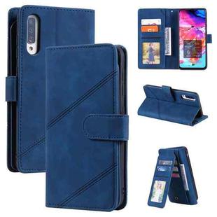 For Samsung Galaxy A70 Skin Feel Business Horizontal Flip PU Leather Case with Holder & Multi-Card Slots & Wallet & Lanyard & Photo Frame(Blue)