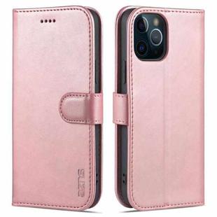 For iPhone 12 Pro AZNS Skin Feel Calf Texture Horizontal Flip Leather Case with Card Slots & Holder & Wallet(Rose Gold)