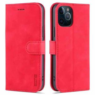 For iPhone 12 Pro AZNS Skin Feel Calf Texture Horizontal Flip Leather Case with Card Slots & Holder & Wallet(Red)