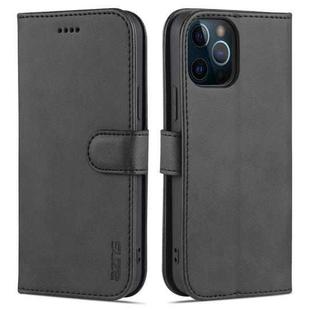 For iPhone 12 Pro AZNS Skin Feel Calf Texture Horizontal Flip Leather Case with Card Slots & Holder & Wallet(Black)