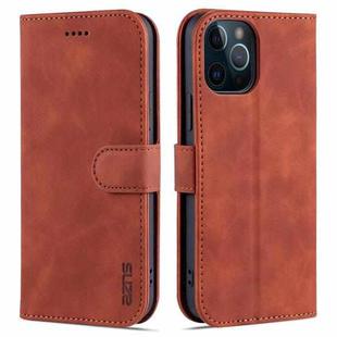 For iPhone 12 Pro Max AZNS Skin Feel Calf Texture Horizontal Flip Leather Case with Card Slots & Holder & Wallet(Brown)