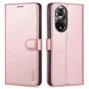 For Honor 50 AZNS Skin Feel Calf Texture Horizontal Flip Leather Case with Card Slots & Holder & Wallet(Rose Gold)