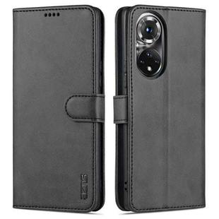 For Honor 50 Pro AZNS Skin Feel Calf Texture Horizontal Flip Leather Case with Card Slots & Holder & Wallet(Black)