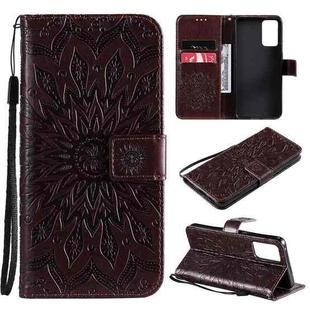 For OPPO Reno6 5G Sun Embossing Pattern Horizontal Flip Leather Case with Card Slot & Holder & Wallet & Lanyard(Brown)