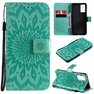 For vivo V21 Sun Embossing Pattern Horizontal Flip Leather Case with Card Slot & Holder & Wallet & Lanyard(Green)