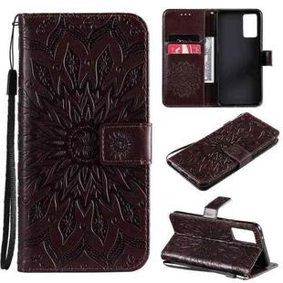 For vivo V21 Sun Embossing Pattern Horizontal Flip Leather Case with Card Slot & Holder & Wallet & Lanyard(Brown)