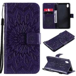 For vivo Y1s / Y90 / Y91C Sun Embossing Pattern Horizontal Flip Leather Case with Card Slot & Holder & Wallet & Lanyard(Purple)