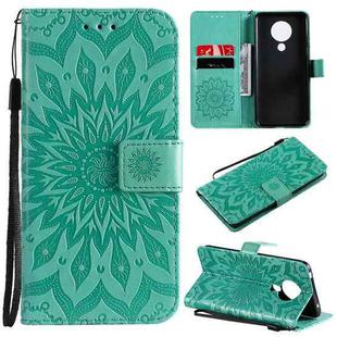 For Nokia 5.3 Sun Embossing Pattern Horizontal Flip Leather Case with Card Slot & Holder & Wallet & Lanyard(Green)