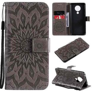 For Nokia 5.3 Sun Embossing Pattern Horizontal Flip Leather Case with Card Slot & Holder & Wallet & Lanyard(Grey)