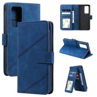 For Huawei P40 Pro Skin Feel Business Horizontal Flip PU Leather Case with Holder & Multi-Card Slots & Wallet & Lanyard & Photo Frame(Blue)