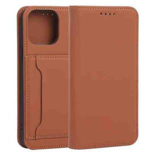 For iPhone 13 Pro Max Strong Magnetism Shockproof Horizontal Flip Liquid Feel Leather Case with Holder & Card Slots & Wallet (Brown)