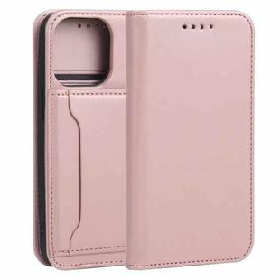 For iPhone 13 Pro Strong Magnetism Shockproof Horizontal Flip Liquid Feel Leather Case with Holder & Card Slots & Wallet (Rose Gold)